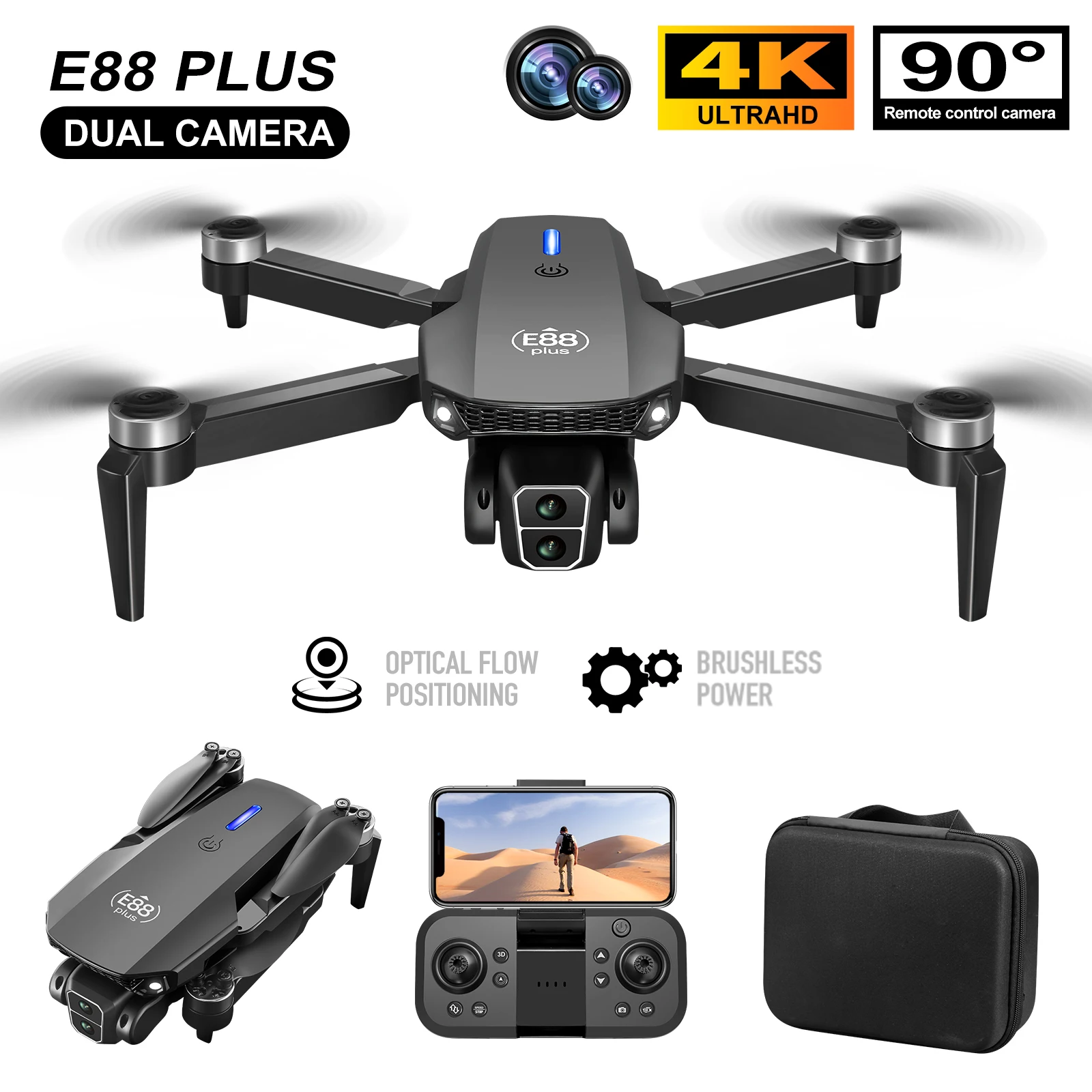 New E88 Plus Quadcopter Drone: - Rc Helicopter Case บทวิจารณ์และราคา